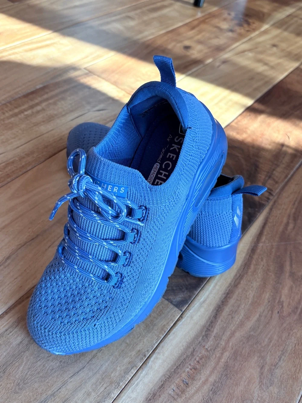 Skechers Women's Royal Blue Knit Slip-On Sneakers